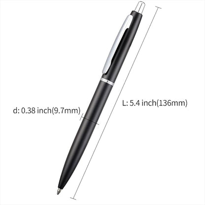 ChaoQ 6 Pcs Retractable Metal Ballpoint Pens, for Gift, Business, Office, 1.0mm Medium Point Black Ink, 12 Extras Replaceable Metal Refills - Black