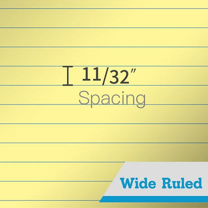 KAISA Legal Pads 8.5x11 Writing Pads Wide Ruled Notepads 8.5"x11.75" Canary Note Pads, Yellow 50 Sheets 12 Pads,WT-MCY50W