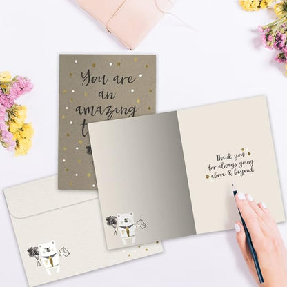 Tree-Free Greetings Teacher Appreciation Cards - Artful Designs - 2 Cards + Matching Envelopes - Made in USA - 100% Recycled Paper - 5"x7" - Heartfelt, For Teacher, An Amazing Teacher (GT64437)