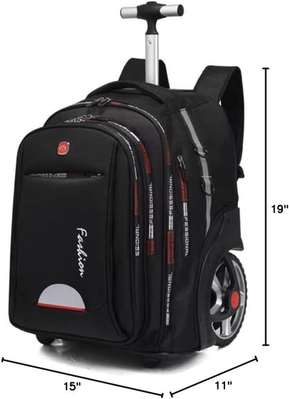 Rolling Backpack,Large Rolling Laptop Bag Briefcase Backpacks with Wheels for Women Adults Travel Trolley Office,Waterproof Wheeled Backpack(22inch, Black)
