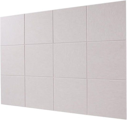 LAJAR Large Felt Wall Tiles, 12 Pack Cork Board Alternative with Removable Adhesive Tabs, Bulletin Pin Boards for Office, School and Home (Light Camel)