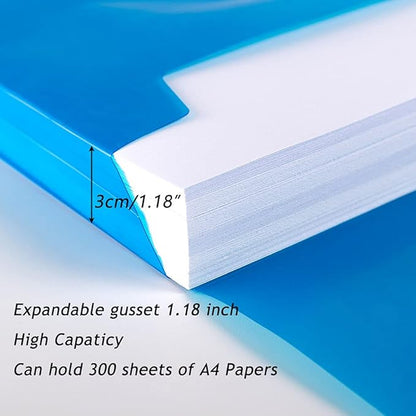 5 Pack Large-Capacity Colored Transparent Document Folder,TFDLCG zm Plastic Envelopes with snap Closure Poly Envelopes,A4 Letter Size(13"×9.5") for School Home Office,Assorted Colors
