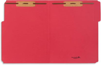 50 Red Fastener File Folders - 1/3 Cut Reinforced Tab - Durable 2 Prongs Bonded Fastener Designed to Organize Standard Medical Files, Law Client Files, Office Reports - Letter Size, Red, 50 Pack