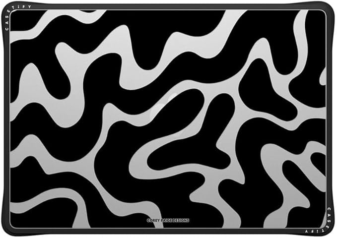 CASETiFY Impact MacBook Air 15" (2023/2024) Case [Enhanced Protective Corner Design/Ventilation Cutouts/Anti-Slip Grip] - Black Abstract Shapes - Clear Black
