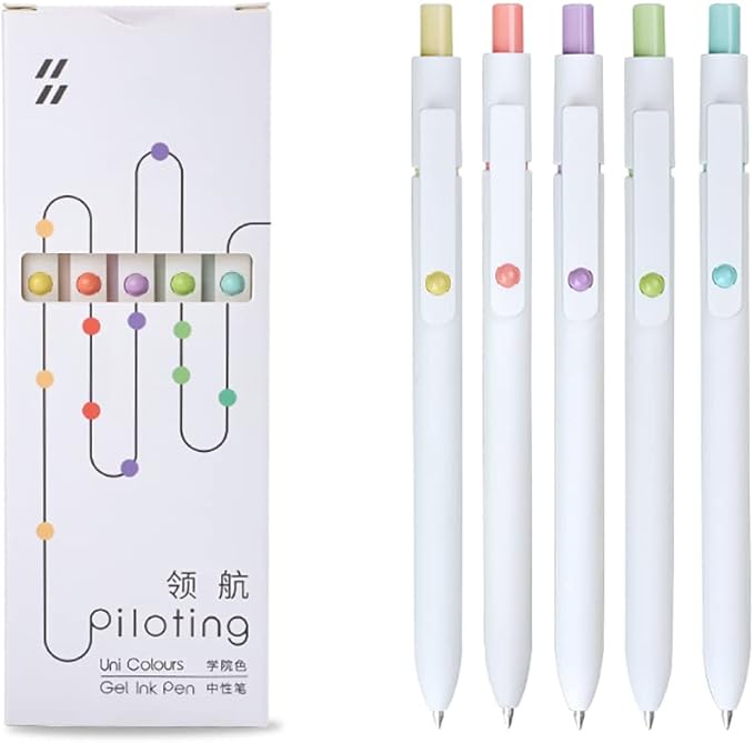 erofa 5 PCS Zennyth Gel Pens Quick Dry Fine Point Premium Retractable Rolling Ball Black Ink Smooth Writing Pens for School Office (White)