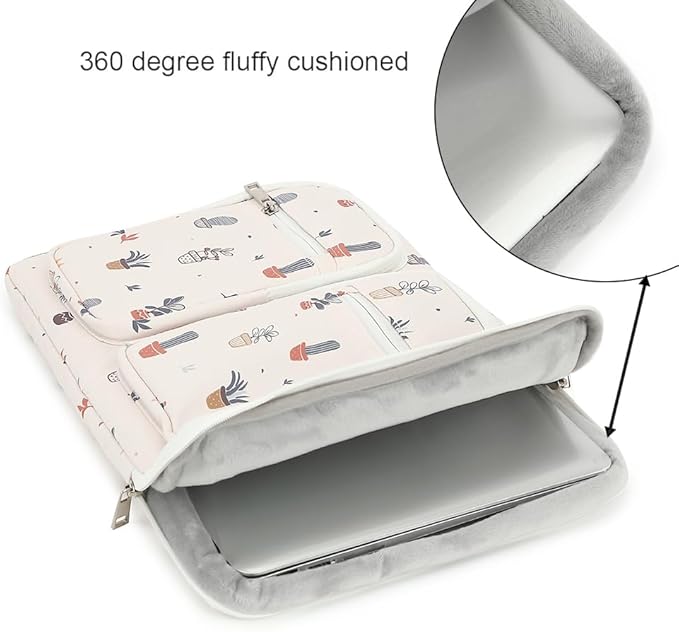 canvaslife 360° Protective Laptop Sleeve Case Bag Cover with Handle for iPad 12.9 inch,MacBook Pro Air 13" and 12.5 inch-13.3 inch Laptop (Small Potted)
