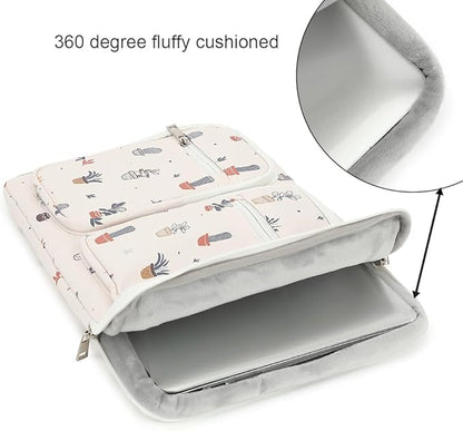 canvaslife 360° Protective Laptop Sleeve Case Bag Cover with Handle for iPad 12.9 inch,MacBook Pro Air 13" and 12.5 inch-13.3 inch Laptop (Small Potted)