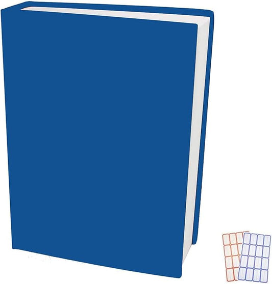 Dark Blue Stretchable Jumbo Book Covers, Washable Reusable Book Protector fits Hardcover Textbooks up to 9" x 12" Office Supply with Free Sticker Labels (1 Pack, Dark Blue)