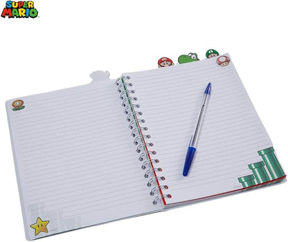 Innovative Designs Super Mario Bros Tab Journal Notebook, Spiral Bound, 96 Lined Pages, 8 x 7 inches