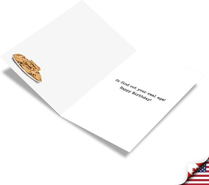 NobleWorks - Funny Happy Birthday Note Card with Envelope (4.63 x 6.75 Inch) - Bday Greeting Card for Women and Men - Congrats Bday Celebration Notecard - Track Cookies C2384BDG