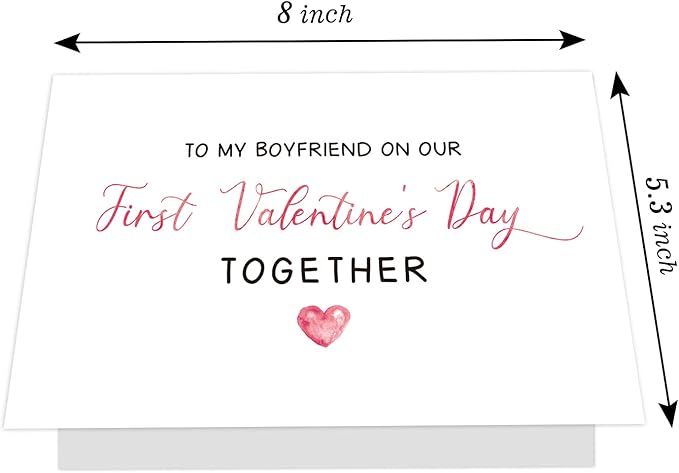 Ogeby First Valentines Day Card Gifts for Boyfriend, Cute Valentines Day Cards Gifts for Him, to My Boyfriend on Our First Valentine’s Day Together