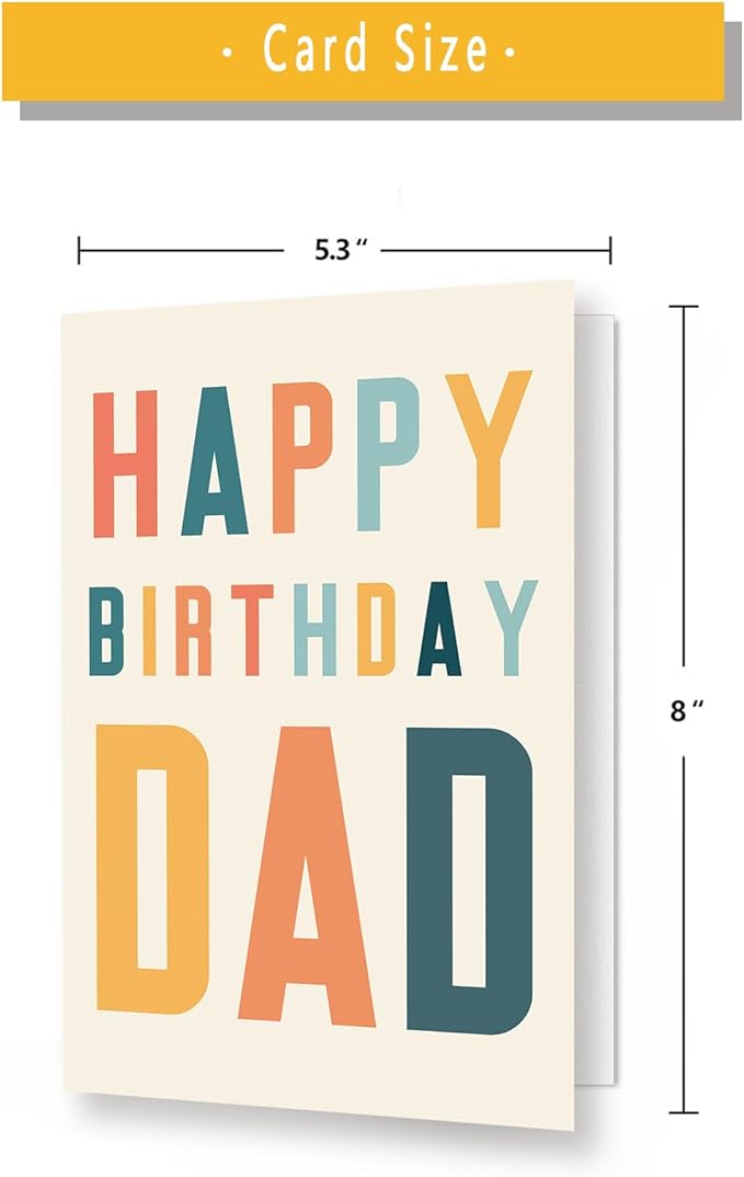 Happy Birthday Gift Card for Dad,Funny Birthday Card for Father,Best Bday Cards from Daughter Son,Dad Birthday Gift