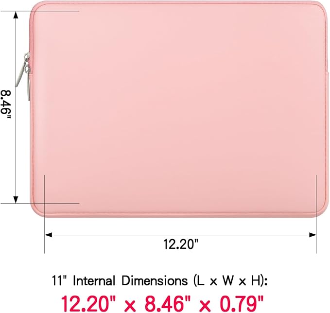 RAINYEAR 11 Inch Laptop Sleeve Soft PU Leather Case Protective Water Resistant Zipper Cover Padded Carrying Bag Compatible with 11.6'' MacBook Air Surface for 11" Chromebook Notebook Computer (Pink)