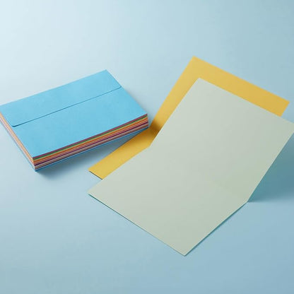 Wishop 50 Pack Self-Adhesive Envelopes with Fold Cards for Wedding Invitations, Greeting Cards, Baby Shower, Letter Mailing (Colorful, 5x7)