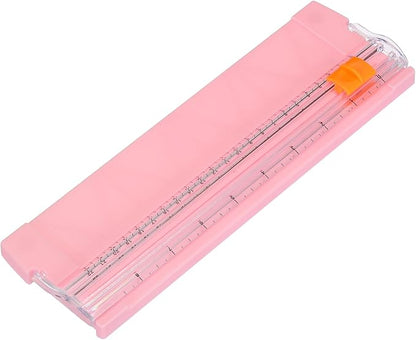 PATIKIL Paper Trimmer, Plastic Portable A5 Paper Cutter Slicer Tool with Side Ruler for Scrapbooking Craft Paper Photo Cardstock Label, Pink