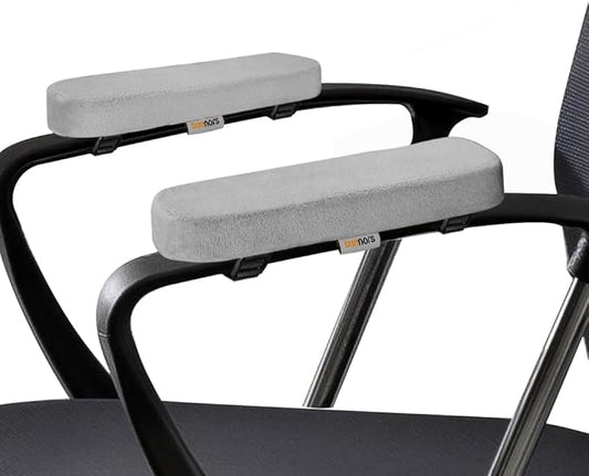 Office Chair Armrest Pads Covers with Memory Foam Elbow Pillow for Forearm Pressure Relief, Arm Rest Covers for Office Chairs, Wheelchair, Comfy Gaming Chair（Grey)