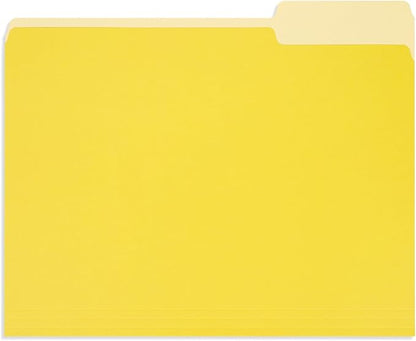 100 Blue Summit Supplies Yellow File Folders – Letter Size, 1/3 Cut Assorted Top Tabs, Durable 11pt Paper, Two Tone Yellow Folders, Bulk 100 Pack for Office and School
