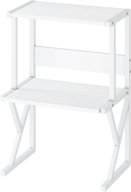 aboxoo Desktop Printer Stand with 3 Tier Wood Storage Shelves,Under Desk Printer Table,Multi-Purpose Home Office Desk Organizer for Fax Machine, Scanner (White)