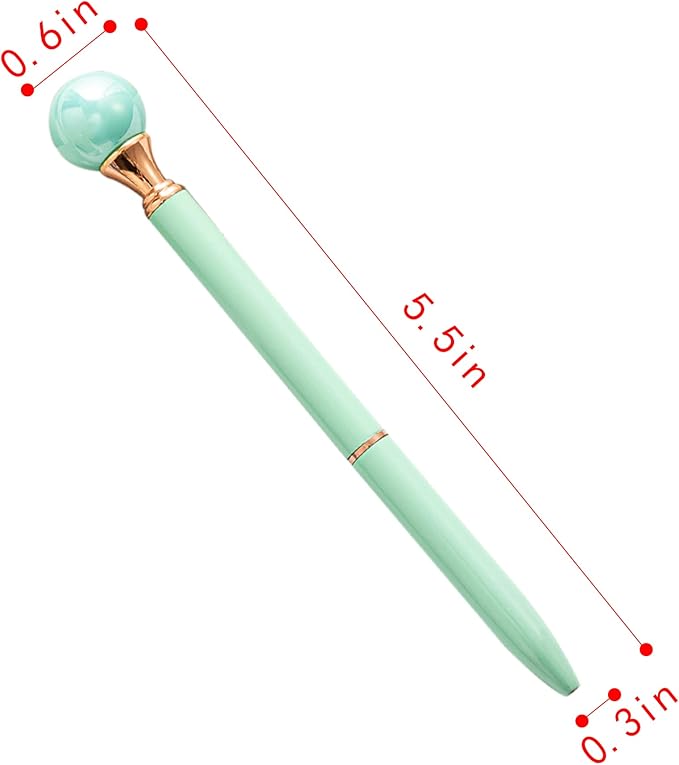 6 Pieces False Pearl Decoration Twist Metal Ballpoint Pen Ball Pen 1.0 MM Black Ink