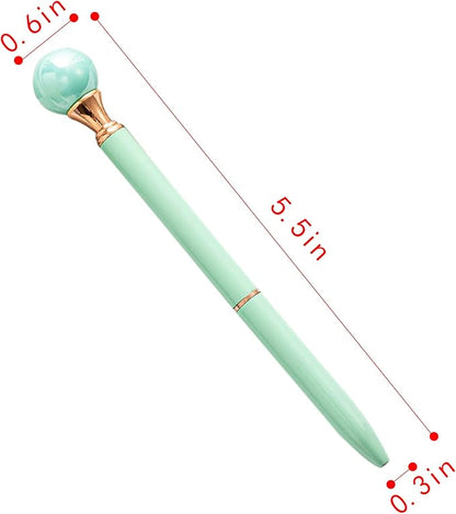 6 Pieces False Pearl Decoration Twist Metal Ballpoint Pen Ball Pen 1.0 MM Black Ink