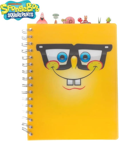 Innovative Designs Nickelodeon Spongebob Squarepants Tab Journal Notebook, Spiral Bound, 144 Lined Pages, 8 x 7 inches