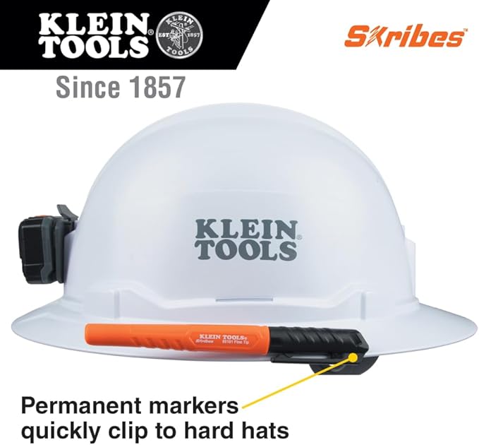 Klein Tools 8610112 Skribes Fine Tip Permanent Markers, Professional-Grade Ink, Multi-Surface Jobsite Marker for Wet, Dry and Oily Surfaces, Black, 12-Pack