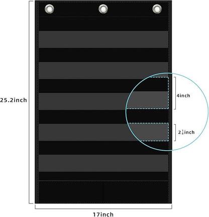 5+1 Pockets Standard Pocket Chart, Clear 5 Pockets Words Chart with Extra Storage Pocket for School Home Office Use,Standard Size:25.2” x 17” Letter Cards, Word Wall and Sentence Strips.