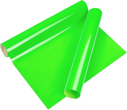 VINYL FROG Heat Transfer Vinyl Roll HTV Vinyl - 12"x5ft Neon Green Iron on Vinyl for T-Shirts, Heat Press Vinyl for DIY Craft Designs (Neon Green)
