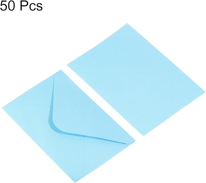 PATIKIL Mini Envelopes, 50 Pack Gift Cards Business Cards Envelope for Invitation Graduation, Light Blue