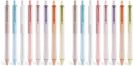 WRITECH Gel Ink Retractable Pens: Black Ink 0.7mm medium Fine Point Pen Set, Extra Smooth Tip No Bleed Smear Smudge Refillable Clickable Pens Bulk for Writing Journaling Multicolor 8ct (Pack of 2)