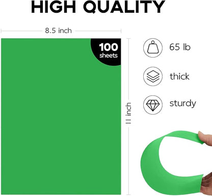 100 Sheets Green Cardstock 8.5 x 11, Goefun 65lb Green Construction Paper 8.5 x 11 for Christmas Cards Making, Invitations and Craft