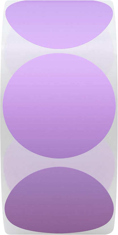 Hybsk 1.5 inch Circle Color Direct Thermal Stickers Shipping Labels for Barcodes,Name Tag,DIY Logo Design,Inventory– Compatible with Zebra,Rollo,Munbyn,and More-750 pcs (1.5 inch,Purple)