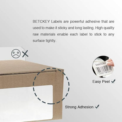 BETCKEY - Compatible DYMO 30252 (1-1/8" x 3-1/2") Address & Barcode Labels - Compatible with DYMO Labelwriter 450, 4XL, NOT Fit 550 & 5XL [6 Rolls/2100 Labels]
