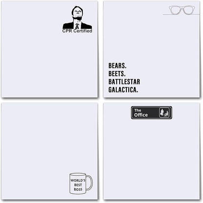 Funny Sticky Notes Cute 4 Pads, Office Sticky Note Pads, CPR Certified, World's Best Boss, Cute Sticky Notes Office Desk Gifts, Self-Stick Note Pads Bulk, Set of 4