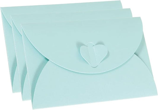 PATIKIL Gift Card Envelopes, 12 Pack Heart Shaped Clasp Small Gift Cards Holder Mini Envelope for Birthdays Weddings, Light Blue