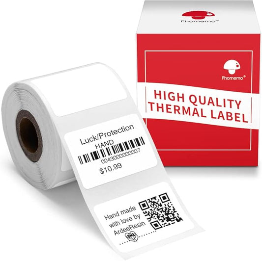 Phomemo Thermal Labels Sticker Paper, Multi-Purpose Rectangle White Self-Adhesive Tag for M110/M120/M220/M221/M150/M250 Label Maker, 1.18'' x 0.78"(30X 20mm), 320 Labels/Roll, Black on White