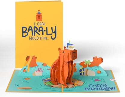 Lovepop Birthday Pop-Up Card for Her, Him, Men, Women - 3D Animal Greeting Cards - Capy Birthday - 5" x 7" - Blank Notecard & Envelope Included