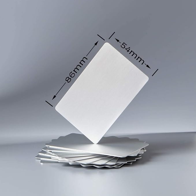 Thick Aluminum Metal Business Cards Anodized Aluminum 86 X 54 X 0.8mm 15 pcs Include Protector Sleeves (silver)