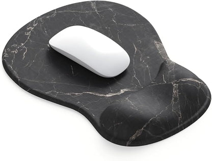 ErgoComfort Gel Wrist Rest Mouse Pad-Ergonomic Office Mousepad with Wrist Support-Non-Slip, Design Desk Accessories Mat for Home&Game Decor (08Black Marble)