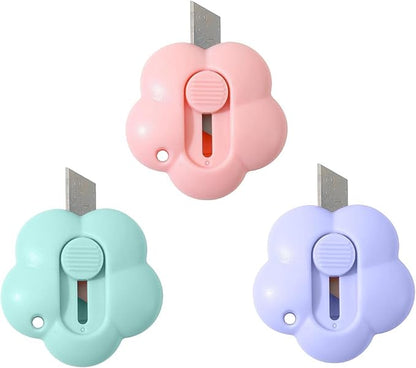 Multicolour Flower Shaped Box Cutter: Mini Utility Knives, Multifunction Retractable Letter Opener Paper Envelope Cutter, Friendly Package Box Opener for Cutting Card Paper Letter Openers