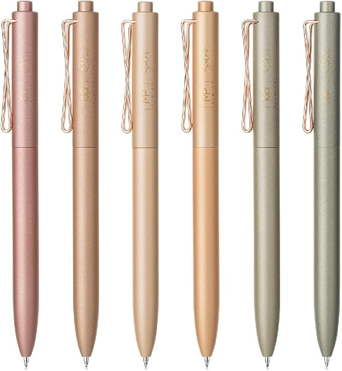 Mr. Pen- Retractable Gel Pens, 6Pack, Black Ink Gel Pens Fine Point, Metallic Earth Color Barrels, Retractable Pens, Gel Ink Pens, Aesthetic Pens for Journaling Fine Tip Pens