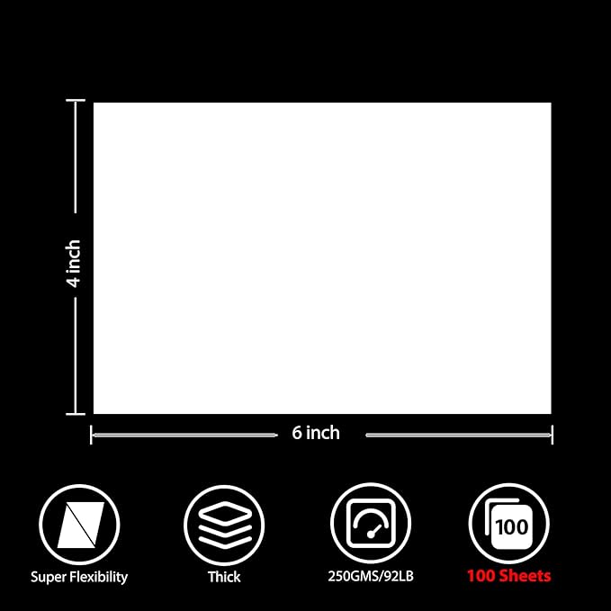 100 Sheets Cardstock 4”x 6”,Blank Card Stock 92lb/250gsm, Thick Heavy CardStock Printer Paper for Wedding Invitation, Greeting Cards Making, Postcards, Photos