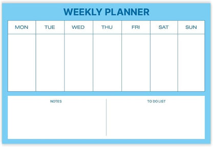 GEEKBEAR Dry Erase Refrigerator Calendar with 3 Markers - Attachable to Any Fridge with Special Suction Cups - Monthly and Weekly Designs, Acrylic - 15.7" x 10.6" (04. Modern Blue, Weekly)
