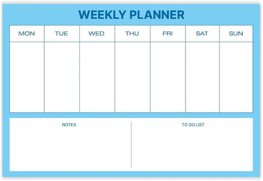 GEEKBEAR Dry Erase Refrigerator Calendar with 3 Markers - Attachable to Any Fridge with Special Suction Cups - Monthly and Weekly Designs, Acrylic - 15.7" x 10.6" (04. Modern Blue, Weekly)