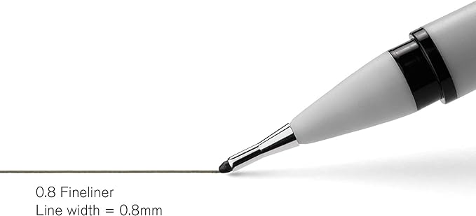 Winsor & Newton Fineliner Fine Point Pen Set, 0.8 mm Tip, Set of 5, Black