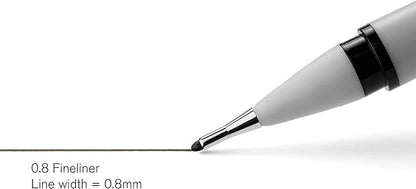 Winsor & Newton Fineliner Fine Point Pen Set, 0.8 mm Tip, Set of 5, Black