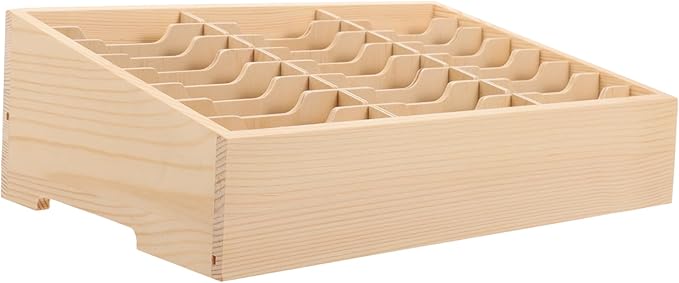 Toddmomy Cell Phone Storage Box 24-grid Wooden Cell Phone Holder Desktop Organizer Storage Box for Classroom Office