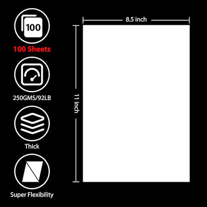 100 Sheets White Cardstock 8.5” x 11”, 92lb/250gsm Card Stock, Thick Card Stock Paper, Heavy Cardstock Paper for Printer, Resume, Scrapbooks, Art, Crafts, Business Cards