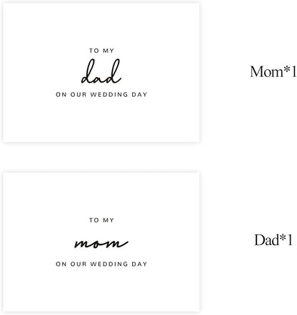 Set of 2 Wedding Day Card for Parents, To My Dad and Mom On Our Wedding Day, Parents Of The Bride/Groom Gifts.（Dad/Mom B）