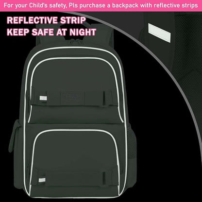 3PCS Laptop Bookbag for Girls, 17" Water Resistant School Backpack with Lunch Box, Cute Green School Bag Set for Women College Teenagers High Middle Elementary School